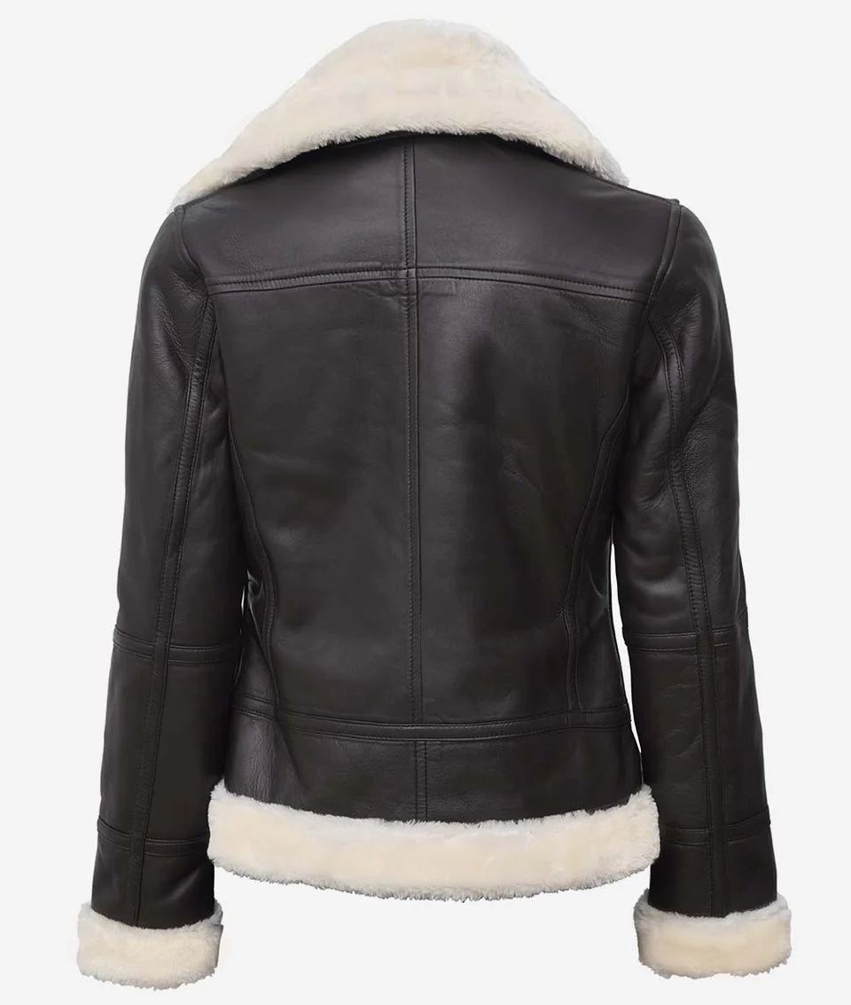 WOMEN'S CLASSIC B3 LEATHER BOMBER SHEARLING JACKET #1003