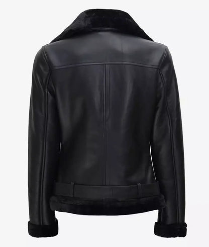AGNES ASYMMETRICAL SHEARLING LEATHER JACKET #1002